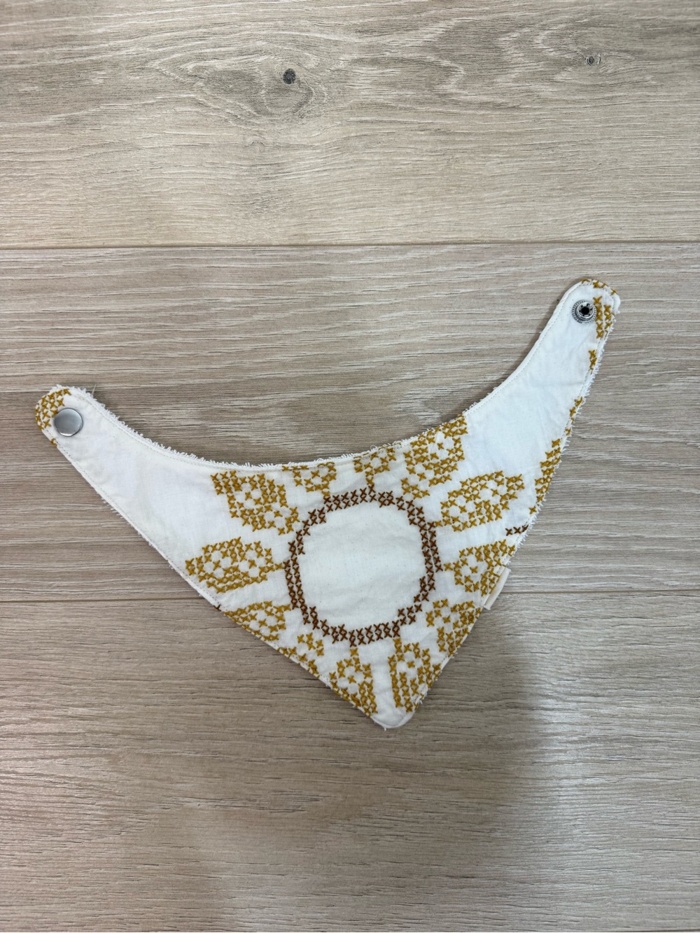Remi Lyn & Co. Vintage Cross Stitch Sunflower Handmade Bandana Bib